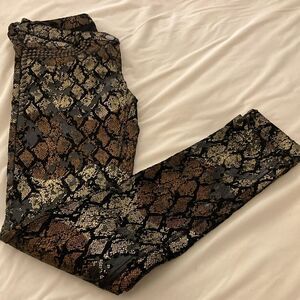 Cecilia De Bucourt Multi Media Slim Fit Pants with Stud Detail. Size Small.